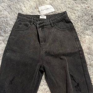 Black Distressed Mom Jeans